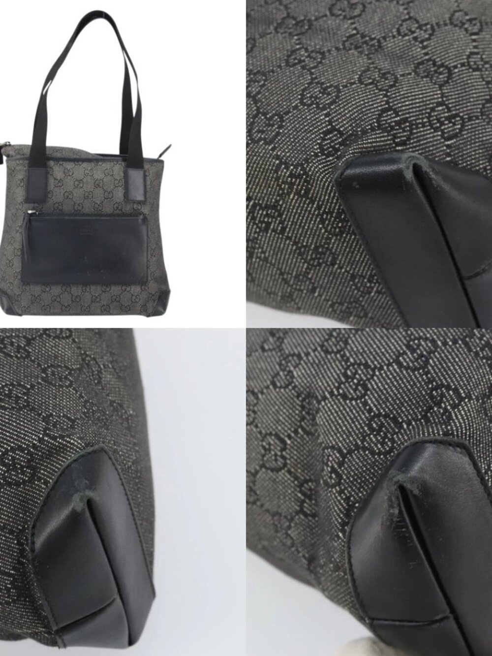 GUCCI GG Canvas Tote Bag Black Silver 28893 Auth 170369 - Picture 13 of 15